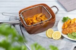 Nuovva Koperen Frituurpan, Met Diepe Zijkanten & Deksel -Keukenbenodigdheden 1200x800 230