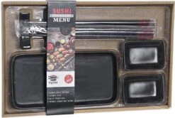 7-delige Sushi Serveer Set Aardewerk Voor 2 Personen Zwart - Sushi Servies -Keukenbenodigdheden 1200x805 2