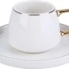 Karaca - Saturn Gold Turkse Koffiekopjes, Mokkakopjes Set - Porselein - Voor 6 Personen, 12-delig, Wit En Goud, 6 Espressokopjes En 6 Schoteltjes - Koffieservies