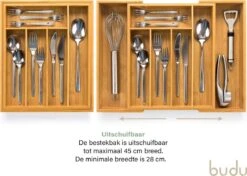 Budu Uitschuifbare Bamboe Bestekbak #33,5 (33,5 Cm Diep) - Bestekcassette Hout - Besteklade - 33,5 X 28 - 45 Cm - 5/7 Vakken 12 Budu Uitschuifbare Bamboe Bestekbak #33,5 (33,5 Cm Diep) - Bestekcassette Hout - Besteklade - 33,5 X 28 - 45 Cm - 5/7 Vakken -Keukenbenodigdheden 1200x855 1