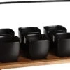 Mica Decorations - Luxe Tapas Set - 6 Zwarte Tapas Schaaltjes Op Houten Tapasplank - Servies - Borrelplank Olijfhout -Keukenbenodigdheden 1200x866 1