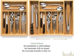 Budu Uitschuifbare Bamboe Bestekbak #38 (38 Cm Diep) - Bestekcassette Hout - Besteklade - 38 X 29,5 - 47,8 Cm - 5/7 Vakken -Keukenbenodigdheden 1200x900 81