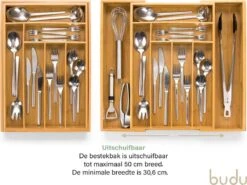 Budu Uitschuifbare Bamboe Bestekbak #45 (45 Cm Diep) - Bestekcassette Hout - Besteklade - 45 X 30,6 - 50 Cm - 6/8 Vakken -Keukenbenodigdheden 1200x901 3