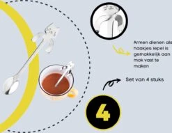 4 Theelepels Hangende Kat - Katten Koffielepel - RVS - Zilverkleurig -Keukenbenodigdheden 1200x930 3