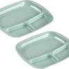 Set Van 4x Stuks Camping/fondu/bbq Kunststof Borden 3-vaks Groen 21 X 24 Cm - Fonduebord - Gourmetbord - Barbecuebord -Keukenbenodigdheden 1200x959 2