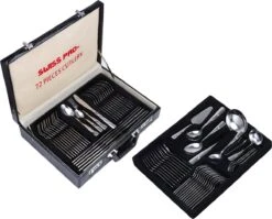 Swiss Pro+ Bestekset In Koffer-72 Delig-12 Persoons-Zwitsers Kwaliteit-Complete Set-100% Roestvrijstaal-Modern Gold -Keukenbenodigdheden 1200x967 1