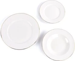 LeRijn® Serviesset Deventer 12 Persoons - 36 Delig - Licht Crème Wit Met Gouden Rand En Motief - Dinerborden - Soepborden - Dessertborden - Borden Servies - Bordenset -Keukenbenodigdheden 1200x972 1
