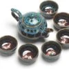 Merkloos Chinese Kung Fu Theeset Keramiek - Theepot Met 6 Kopjes - Koi Karper Design - Blauw -Keukenbenodigdheden 1200x990