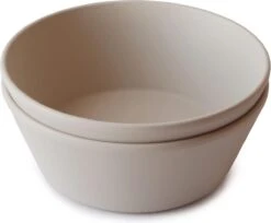 Siliconen Kommen - Mushie - Vanille - Set 2 -Keukenbenodigdheden 1200x993