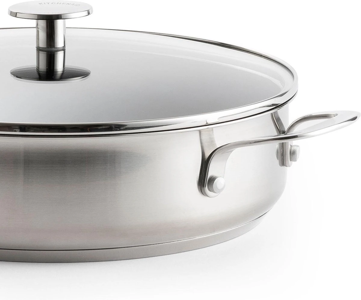 KitchenAid Stainless Steel Hapjespan Met Glazen Deksel ø28cm - RVS - Inductie - Anti-aanbak 7 KitchenAid Stainless Steel Hapjespan Met Glazen Deksel ø28cm - RVS - Inductie - Anti-aanbak - Afbeelding 5