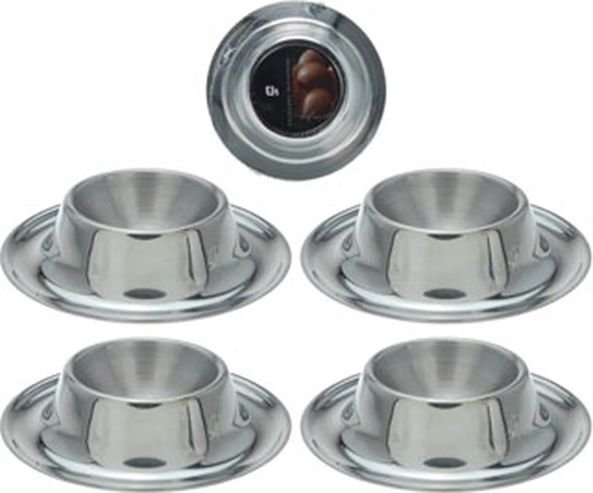 Excellent Houseware - Eierdopjes Set Van 4 Stuks Ø 8.5cm - RVS Metaal 3 Excellent Houseware - Eierdopjes Set Van 4 Stuks Ø 8.5cm - RVS Metaal