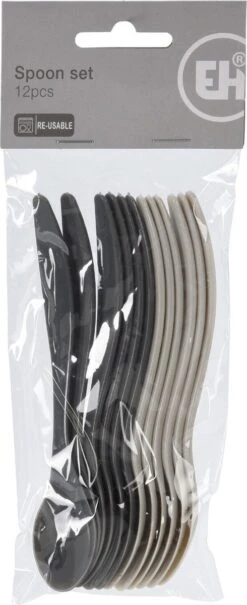 Excellent Houseware 12x Eierlepels Zwart/grijs Kunststof 14 Cm -Keukenbenodigdheden 490x1200 1
