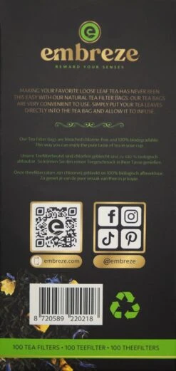 Embreze Theefilter Voor Losse Thee | 100% Chloorvrij | 100 Theefilters 10 Embreze Theefilter Voor Losse Thee | 100% Chloorvrij | 100 Theefilters -Keukenbenodigdheden 569x1200 1