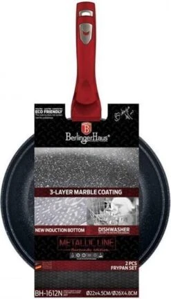 Berlinger Haus 1612 - Set Van 2 Granietpannen - Koekenpan - Rood Metallic - Burgundy Line - 22 En 26 Cm -Keukenbenodigdheden 686x1200 1