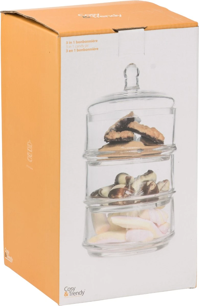 Cosy & Trendy Bonbonniere - Glas - Ø 12 Cm X 22.4 Cm - 3-Laags 4 Cosy & Trendy Bonbonniere - Glas - Ø 12 Cm X 22.4 Cm - 3-Laags - Afbeelding 2