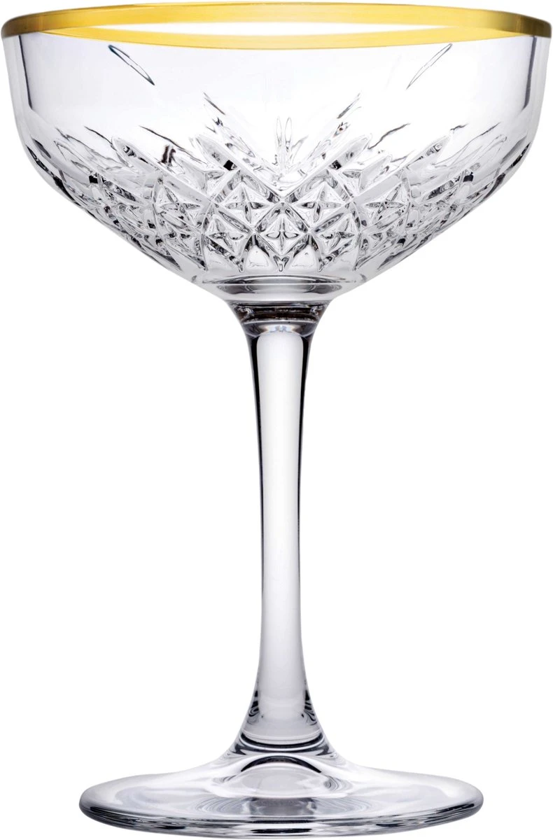 Pasabahce Champagnecoupe Timeless 27 Cl - Transparant Goud 4 Stuk(s) 4 Pasabahce Champagnecoupe Timeless 27 Cl - Transparant Goud 4 Stuk(s) - Afbeelding 2