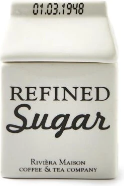 Riviera Maison Suikerpot, Voorraadpot - Carton Jar Sugar – Wit - (LxBxH) 7.6x7.6x10 Cm -Keukenbenodigdheden 799x1200 8
