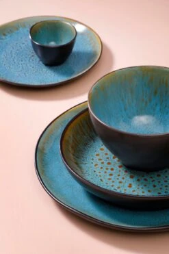 Palmer Bord Diep Lotus 21 Cm Zwart Turquoise Stoneware 2 Stuk(s) -Keukenbenodigdheden 800x1200 38