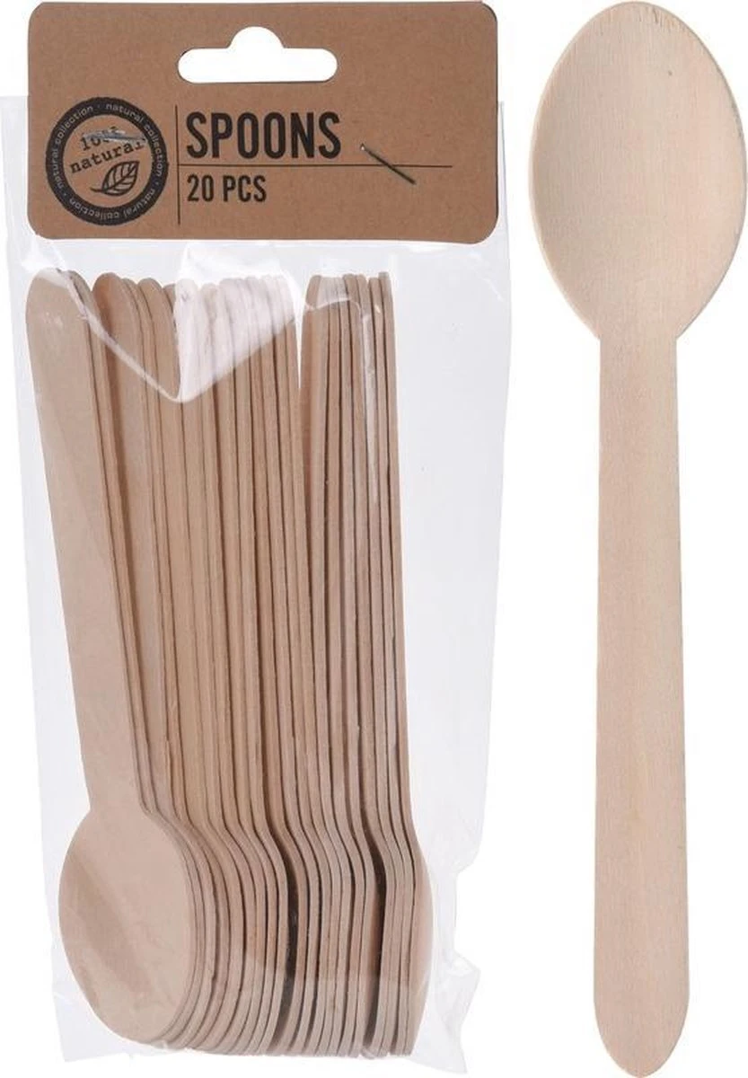 Merkloos 40x Houten Lepels Wegwerp Bestek 3 Merkloos 40x Houten Lepels Wegwerp Bestek