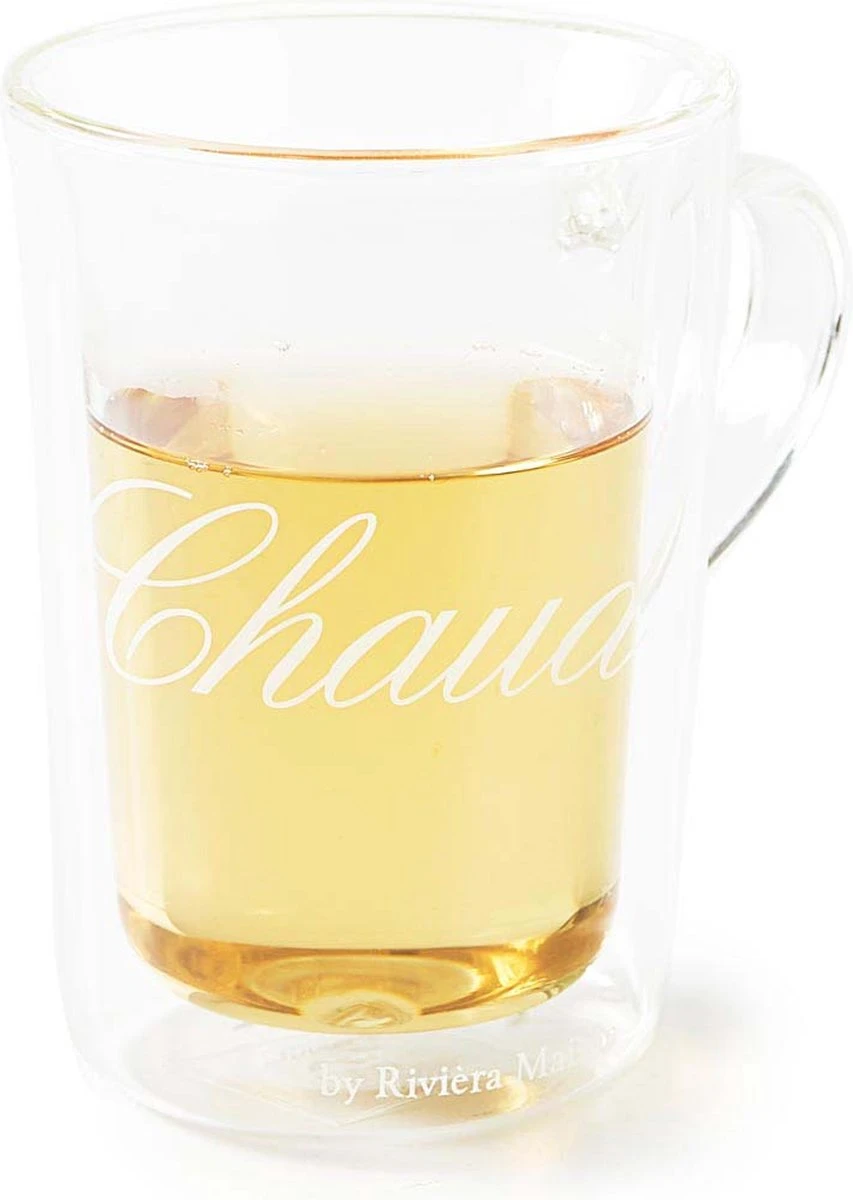 Riviera Maison Dubbelwandig Theeglas, Koffieglas Met Tekst - C'est Chaud Mug - Transparant - Glas 270 Ml - 1 Stuk 3 Riviera Maison Dubbelwandig Theeglas, Koffieglas Met Tekst - C'est Chaud Mug - Transparant - Glas 270 Ml - 1 Stuk