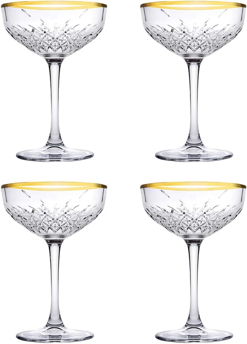 Pasabahce Champagnecoupe Timeless 27 Cl - Transparant Goud 4 Stuk(s) 9 Pasabahce Champagnecoupe Timeless 27 Cl - Transparant Goud 4 Stuk(s) - Afbeelding 7